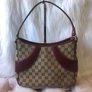 SOLD!! GUCCI GG Canvas Red and Beige Shoulder Bag